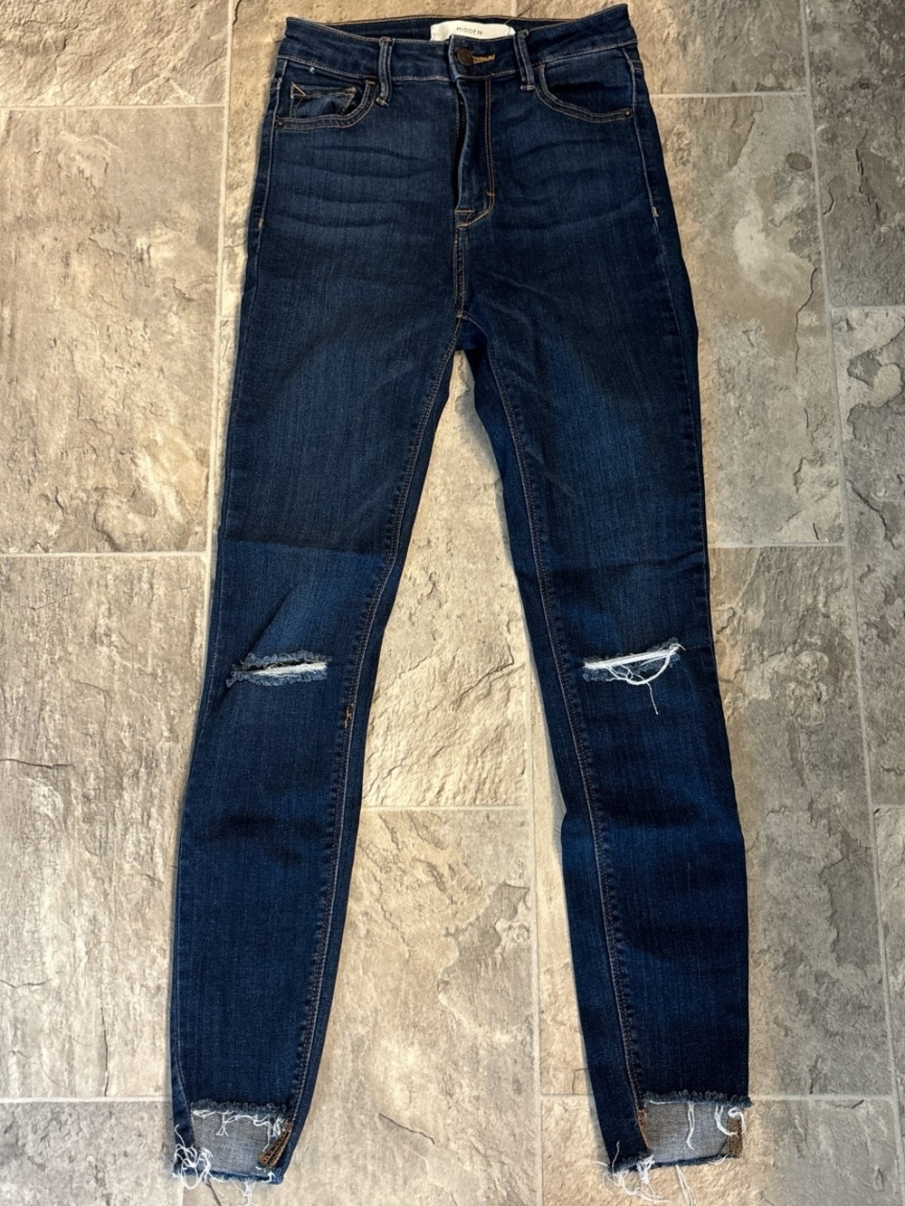 Women’s Dark Blue Distressed Skinny Jeans